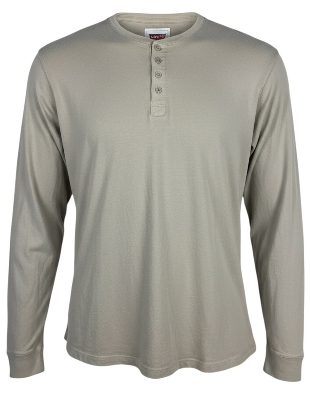 Levi's Khaki Cotton Long Sleeve Henley Shirt XXXL Big&Tall Grandpa Core Neutral